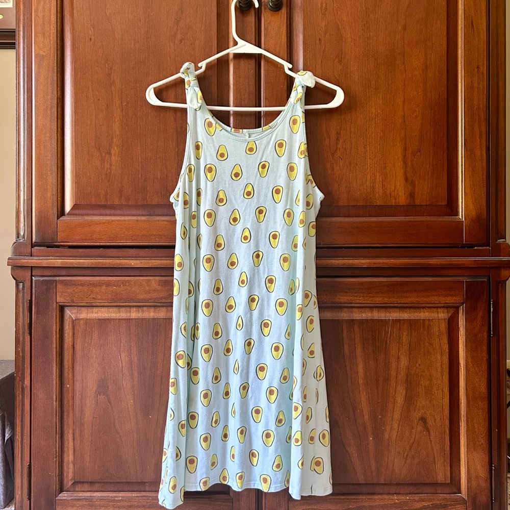 Cat & Jack Kids Casual Dress - Blue with Avocado Print